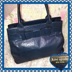 kate♠️spade Blue Ostrich Tote USED CONDITION